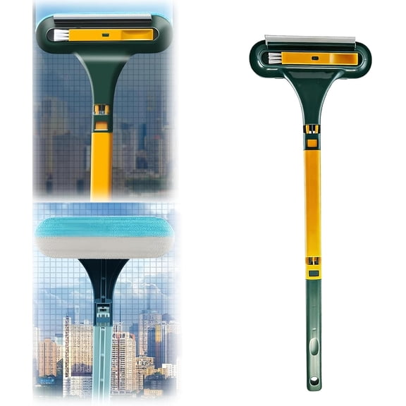 2026 Upgraded Window Screen Cleaning Brush,2 in 1 Window Screen Cleaner Tool with Squeegee,Mesh Screen Cleaner,Multi-Purpose Cleaning Brush for Patio, Door, Porch Screens (Yellow*1PC)