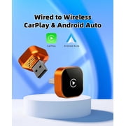 2026 Upgraded Wireless CarPlay & Android Auto Adapter   Convert Wired to Wireless, Plug & Play Compact USB Dongle, Fast & Stable Auto Connect for Factory Wired Systems Orange USB