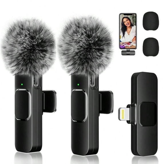 2026 Upgraded Wireless Lavalier Microphones For IPhone, Android- 2 Pack Mini Clip-On Mics With Noise Reduction For Vlog, Recording & Live Streaming