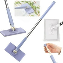 2026 Upgraded Zero Touch Snap Grip Mini Mop, Cloth Changing Mini Mop with Automatic Hands Free Push Pull Handle, 360 Rotating Head, Includes 8 Cleaning Cloths for Bathroom and Kitchen(37.4in)