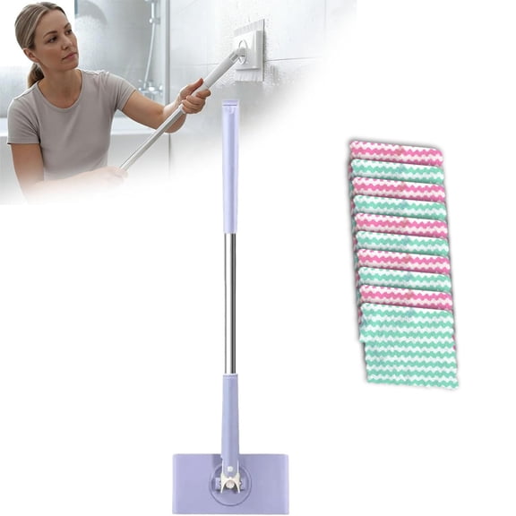 2026 Upgraded Zero Touch Snap Grip Mini Mop – Hands-Free Push-Pull Handle, Automatic Cloth Changing, 360° Rotating Head, Multi-Surface Cleaning for Bathroom, Kitchen, Floors, Walls,snap grip mop