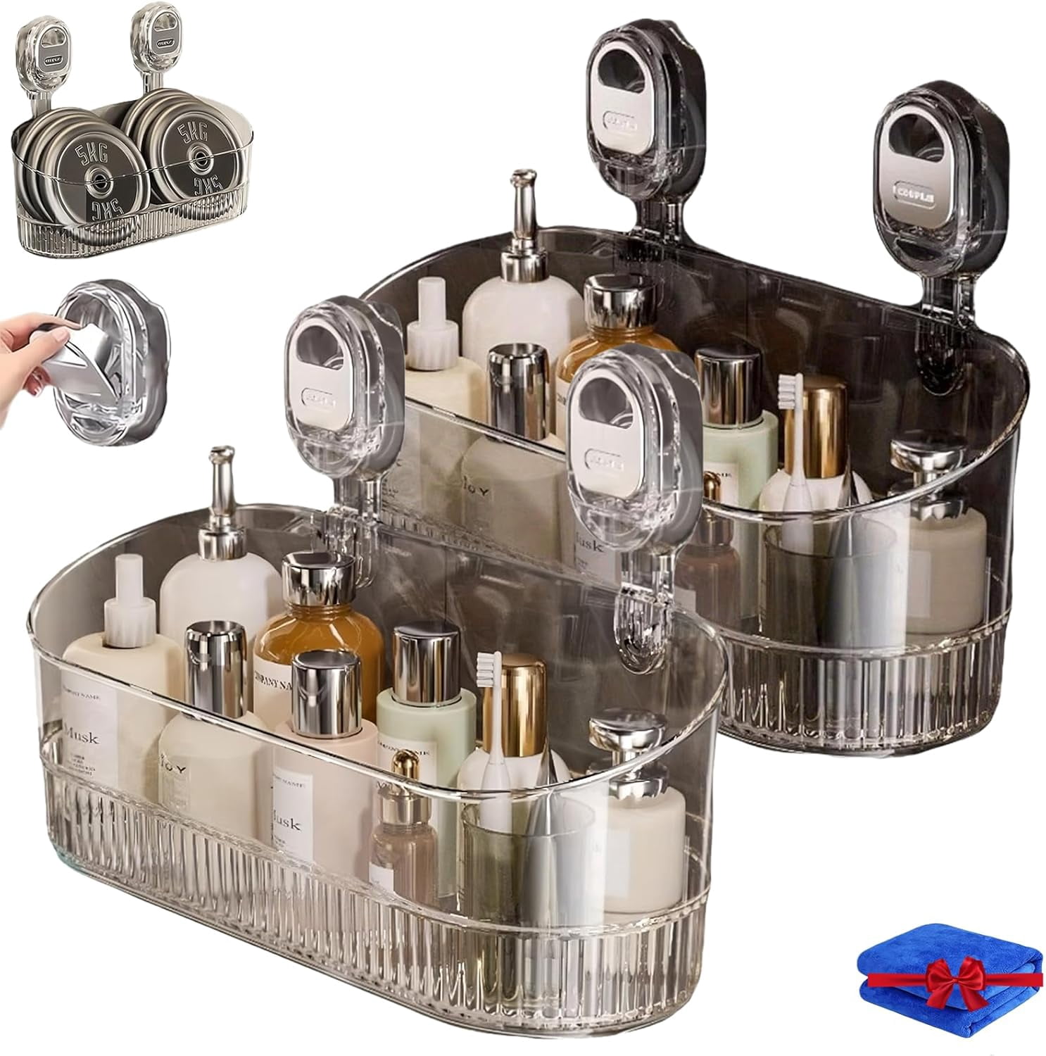 Suction Storage 2026 Upgrades No-Drill Bathroom Suction Storage Box–Large Capacity ...