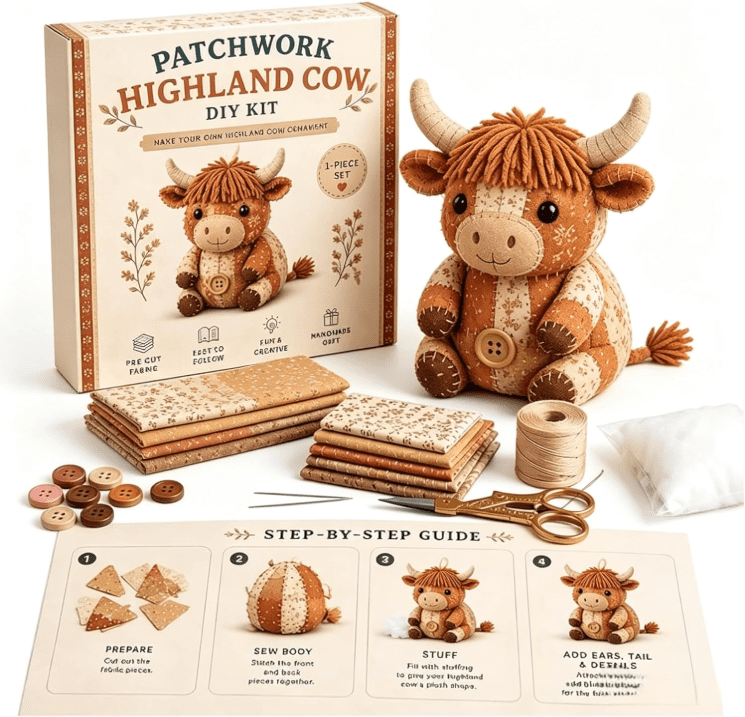 Photo inspiration: 2026 Upgrated 1 Set Patchwork DIY Kit Patchwork Highland Cow Photo Inspiration