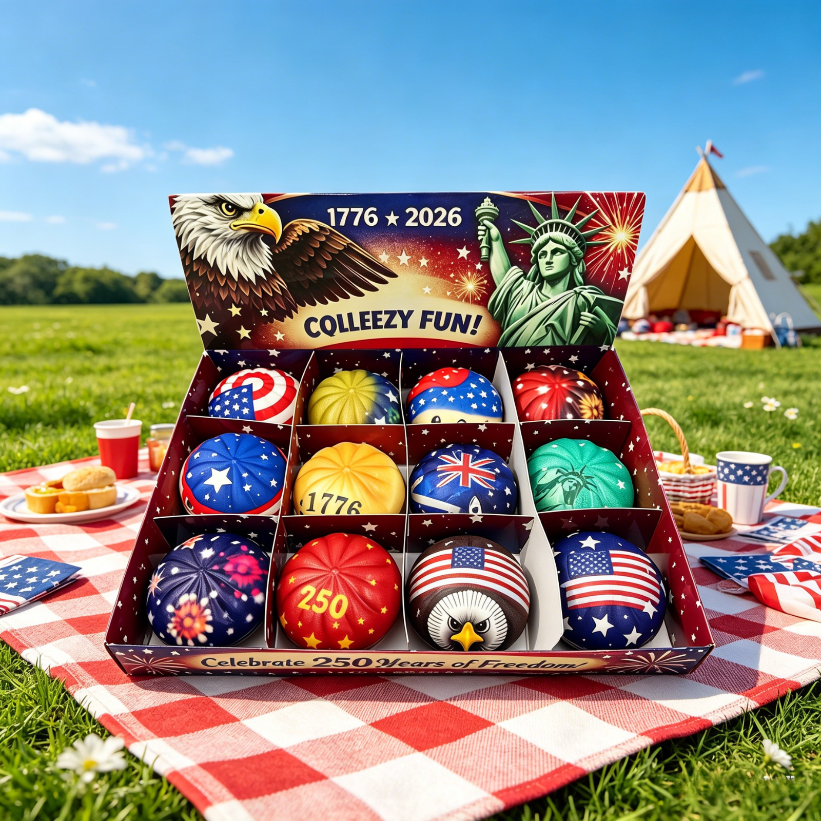 Countdown Buns 2026 Upgrated Flag Mystery Squishy Bun,12 Pcs Stress Ball Squishies ...