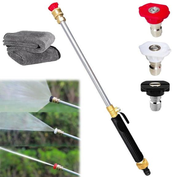 2026 Upgrated Garden Hose Nozzle High-Pressure Washer with 3 High-Pressure Nozzles, Jet Nozzle Power Washer for Garden Hose, Heavy Duty Brass Connector, Interchangeable Nozzles