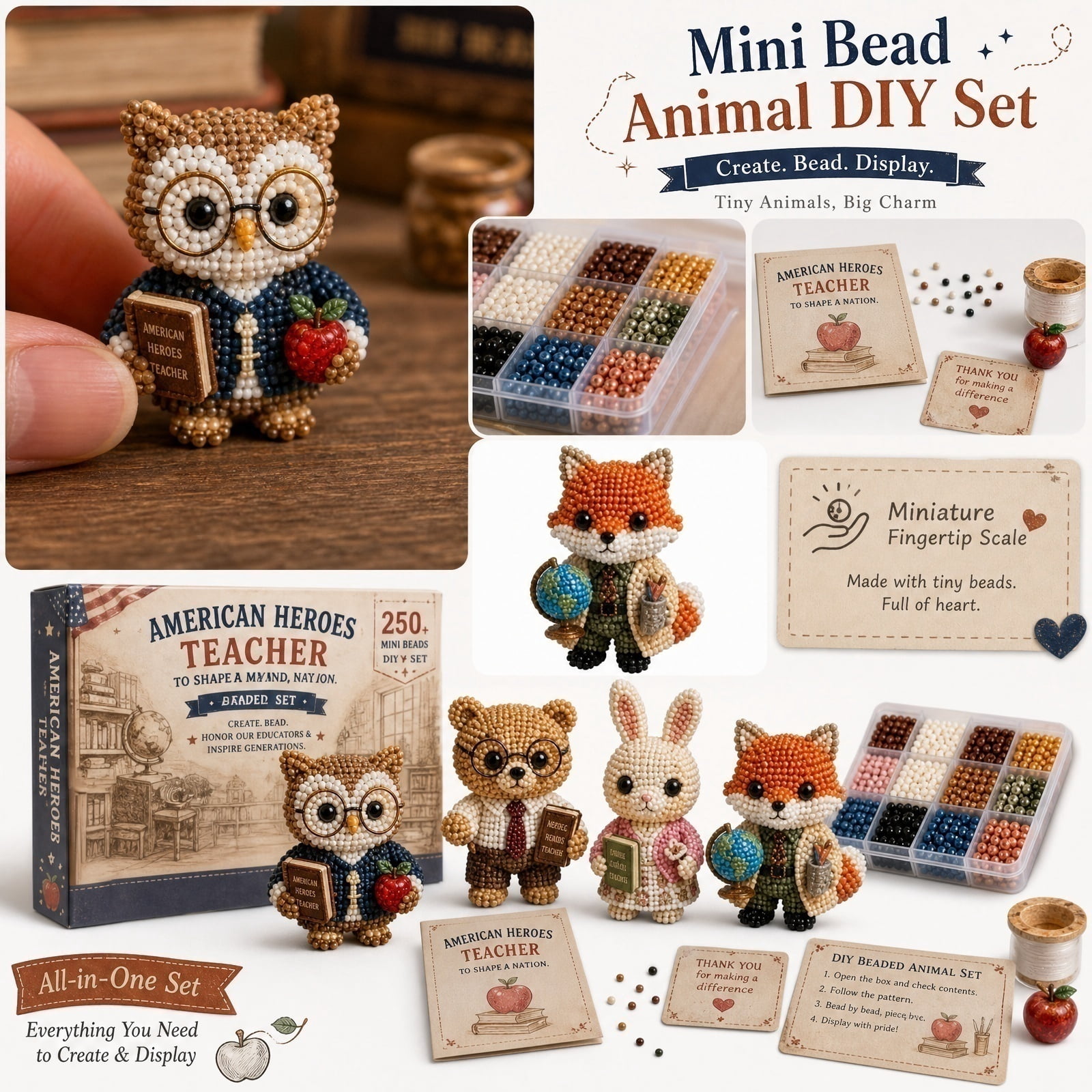 2026 Upgrated Tiny 3D Beaded Animal DIY Kit, Complete Animals Beading ...