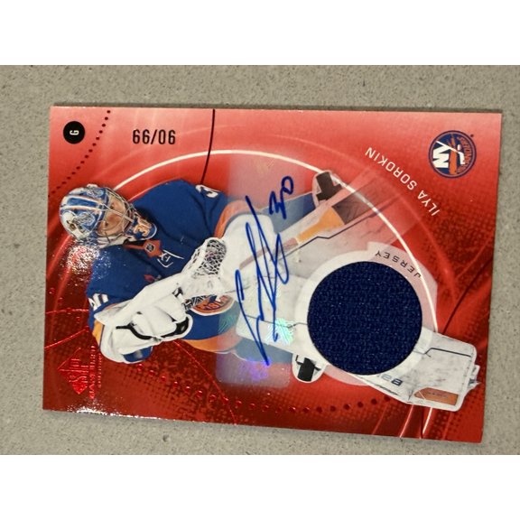 2026 Upper Deck SP Game Used Red Autograph Jersey #65 Ilya Sorokin 90/99 New York Islanders Hockey Card