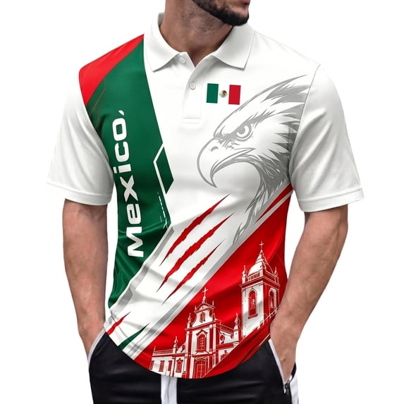2026 Mexico Soccer Mens Polo Shirts Short Sleeve Casual Collared Pullover Summer Tops Soccer Shirt for Men Indoor Outdoor Activities Daily Wear