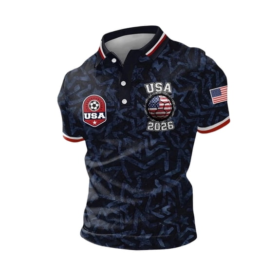 2026 Usa Soccer Mens Polo Shirts Short Sleeve Casual Collared Pullover Summer Tops Soccer Shirt for Men Indoor Outdoor Activities Daily Wear