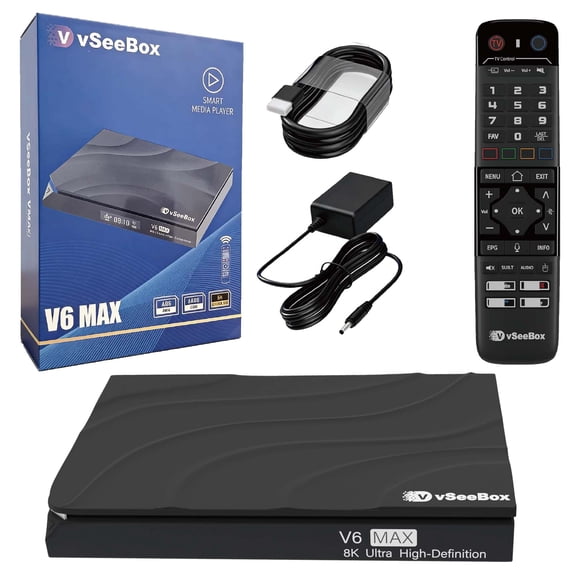 2026 V6 Max VseeBox Tv Box Version Voice Control Android 14 8K HD WiFi6 Bluetooth 5.0 Backlit Bluetooth Remote Control
