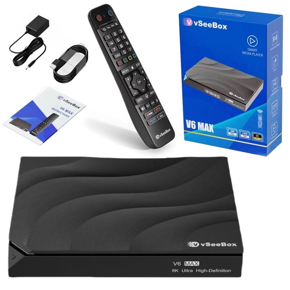 2026 V6MAX New Version Android 14, 4GB RAM, 64GB Storage Version Voice Control, 8K HDMI&Ethernet Cable