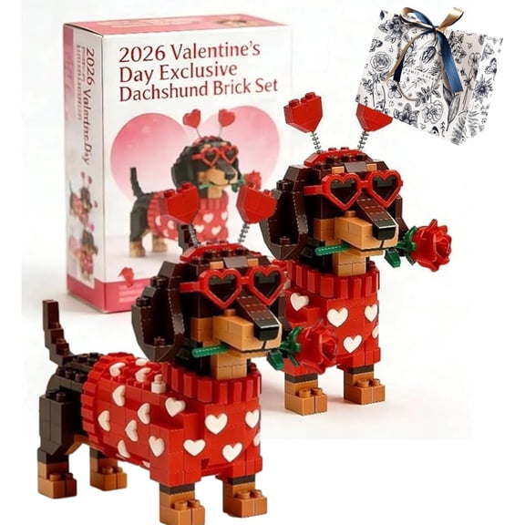 2026 Valentines Day Dog Brick Set, 3D Dachshund Building Block Set, Dachshund Set, Easy Assembly Dachshund Style Kit for Beginners, Valentines Day Gift for Dog Lovers