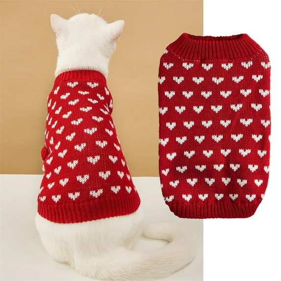2026 Valentine's Day Dog Cat Pet Clothes Rack Small Sweater Dog Cat Valentines Day Clothes For Cat Dog Valentines Outfit Knitted Dog Cat Sweaters For Small Medium Large Dogs Pet (Red, S)