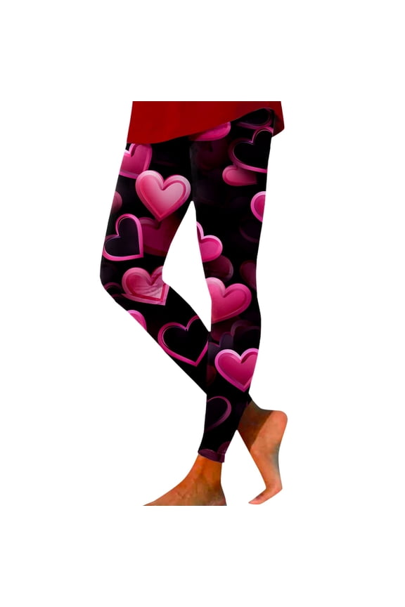 2026 Valentine's Day Women Leggings Printed Lifting Fitness Exercise Slim Fit Soft Elastic Lounge Yoga Tights Legging