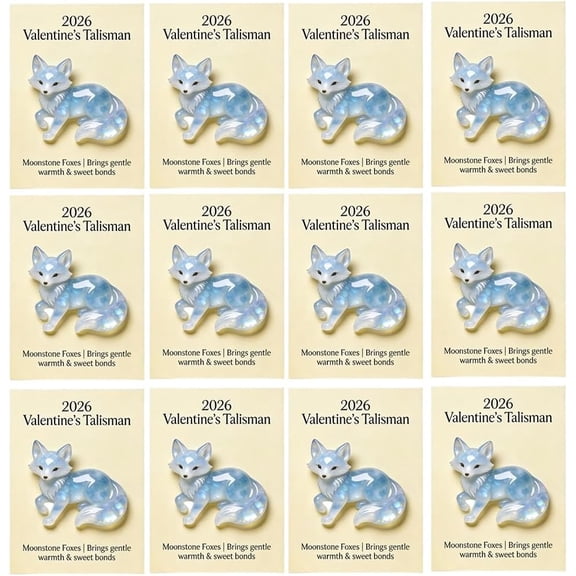 2026 Valentine’s Talisman: Moonstone Fox - Cute Blue Crystal Animal Figure, Collectible Aesthetic Desk Pet for Anime & Pop Culture Fans, Soothing Stone Companion for Gamers & Students