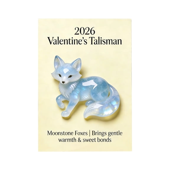 2026 Valentine’s Talisman: Moonstone Fox - Symbol of Love & Gentle Bonds,Romantic Crystal Gift Figurine,Handmade Blue Moonstone Keepsake for Her Him,Anniversary Gift