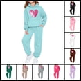 thumbnail image 1 of 2026 Valentines Day Blue Sweatsuit Set Hoodies for Kids Cute Love Heart Graphic Hooded Sweatshirts & Jogger Pants Pullover Shirts with Pockets, 1 of 6