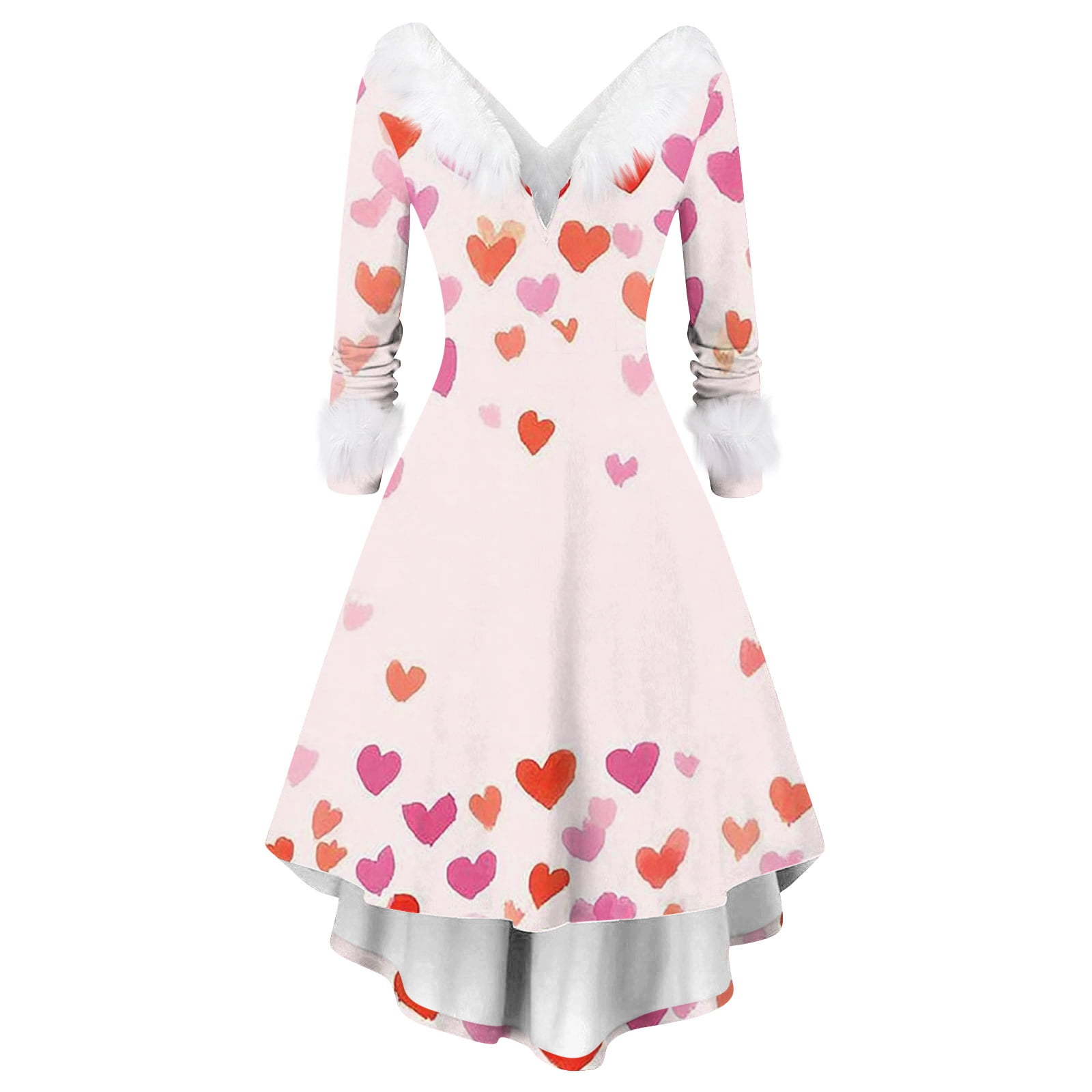 Short Valentine Formal Dresses Valentines Day Party Dress 2026 Valentines  Day Dresses For Women V Neck High Low Vintage A-Line Swing Party Cocktail  Dress Black 2XL