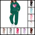 thumbnail image 1 of 2026 Valentines Day Green Sweatsuit Set Hoodies for Kids Cute Love Heart Graphic Hooded Sweatshirts & Jogger Pants Pullover Shirts with Pockets, 1 of 6