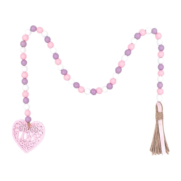 2026 Valentines Day Hanging Decor Garland with Wooden Beads Natural Rope Tassels Colorful Boho Wall Decor for Door Fireplace Mantle Living Room Bedroom Gift for Couples Family Home Holiday Party 