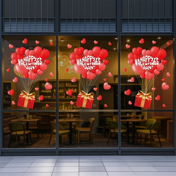 2026 Valentines Day Window Clings Double-Sided Heart Window Stickers Red Happy Valentines Window Decals for Home Wedding Anniversary Party Mothers Day Decorations Store Glass Decorations