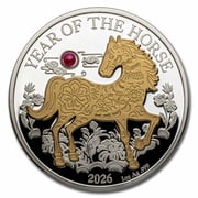 2026 Vanuatu 1 oz Silver Year of the Horse Gold Gilded w/ Pearl