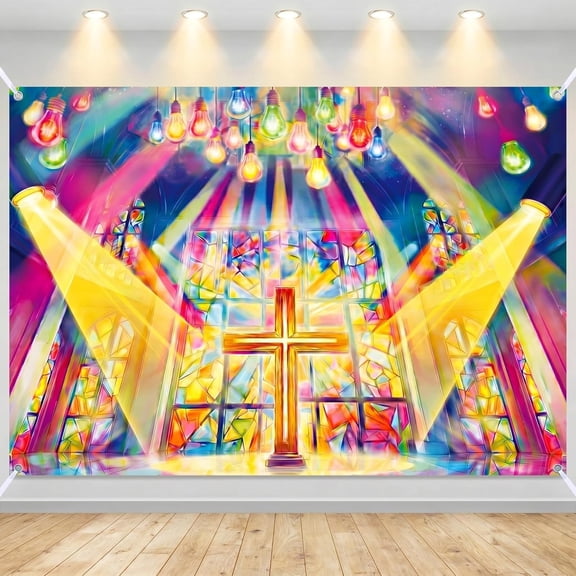 2026 Vbs Stage Backdrop Christian Cross Background