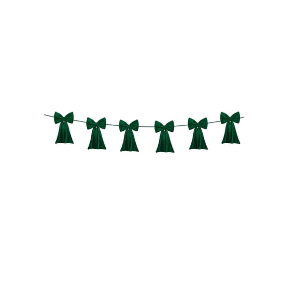 2026 Velvet Bow Garland Bunting, Pre-Assembled Long Tail Bow String Banner, Christmas Indoor Hanging Decor for Fireplace, Wall, Window & Holiday Party
