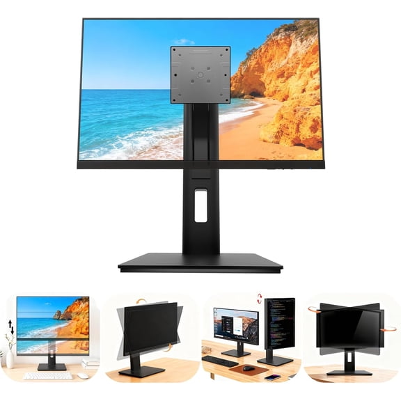 2026 Version Ergonomic VESA Monitor Stand, 150mm Spring Height adjustment,, Tool-Free Base, Swivel, Tilt & Rotation, for 22–26" Monitors, 5.95–7.28 lb, 100x100mm Vesa Mount (5.95～7.28LB)