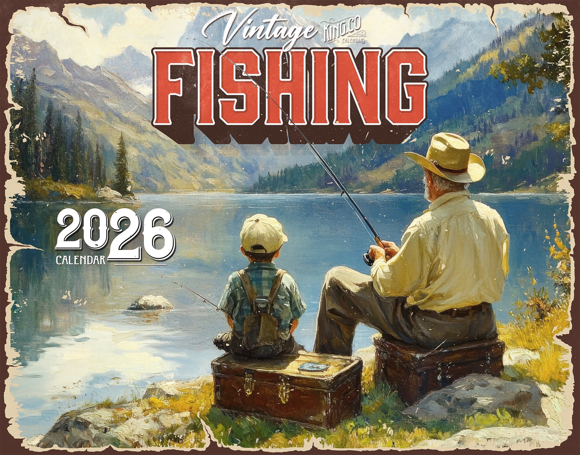 2026 Vintage Fishing Wall Calendar 16-Month X-Large Size 14x22, Classic ...