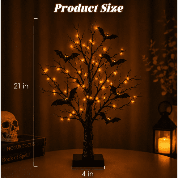 2026 Vintage LED Halloween Ghost Tree, Tall Slim Space-Saving LED Tree, Eye-Catching Focal Point for Halloween Indoor Themed Layout