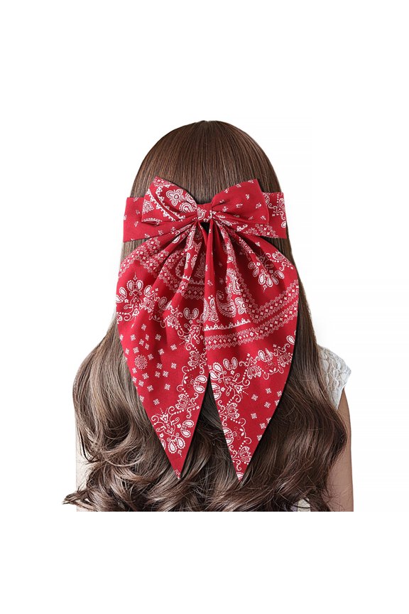 2026 Vintage Large Bow Hair Clip with Ribbon and Flower, Simple Spring Clip for the Back of the Head, Top Clip Accessory for Women