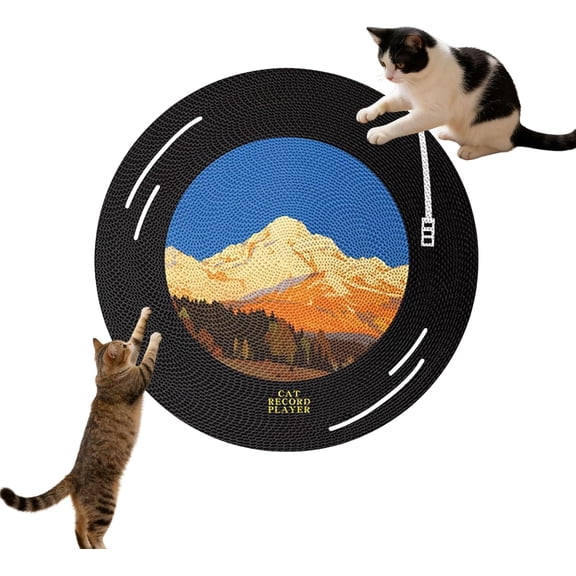 2026 Vinyl Record Player Cat Scratcher, Wall Mounted Fun Cat Toy for Indoor Cats, Durable Scratching Board with Non Slip Bottom for Small and Adult Cats (Color A)
