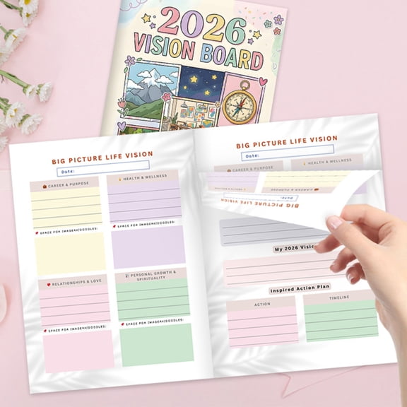2026 Vision Board Journal, Guided Manifestation Workbook with Career & Wellness Sections for Goal Setting, Large 11.22" x 8.27" Dream Planner Notebook