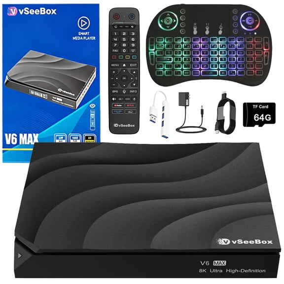 2026 VseeBox V6 Max Android 14 Smart TV Box, Voice Control 8K HD Easy Setup