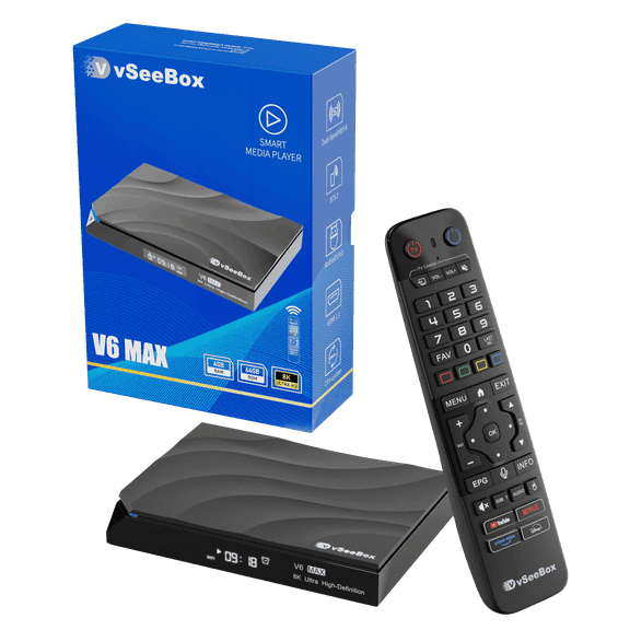 2026 Vseebox V6 Max Android 14 TV Box, Newest Version Smart Digital Vsee box V6 Max for Home Entertainment with HDMI CableWith Remote