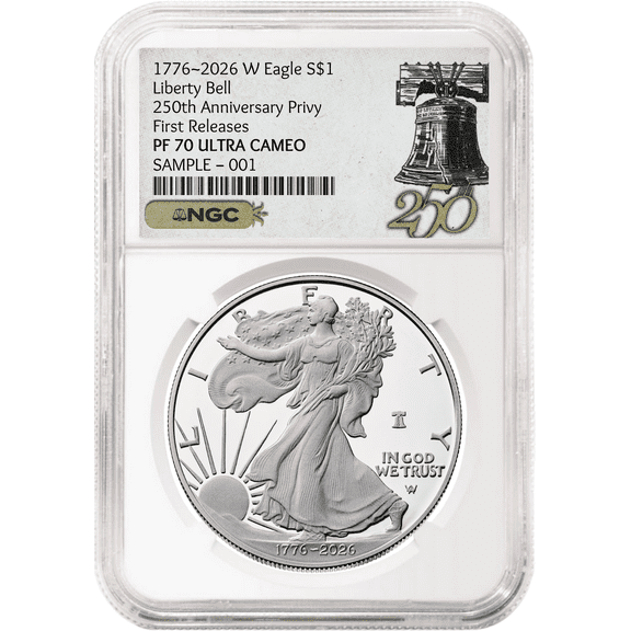 2026 W 250th Anniversary Proof Silver Eagle NGC PF 70 UC, FR 250 Bell