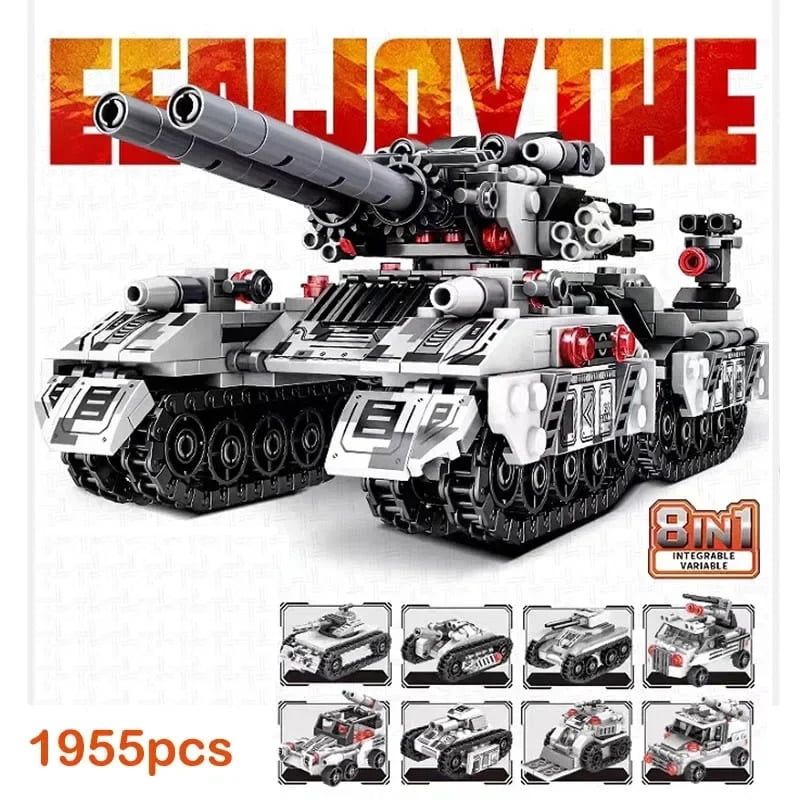 Model Tank Diy Blocks 2026 WW2 Military Vehicle Tank 8in1 Airplane Truck Model Building ...