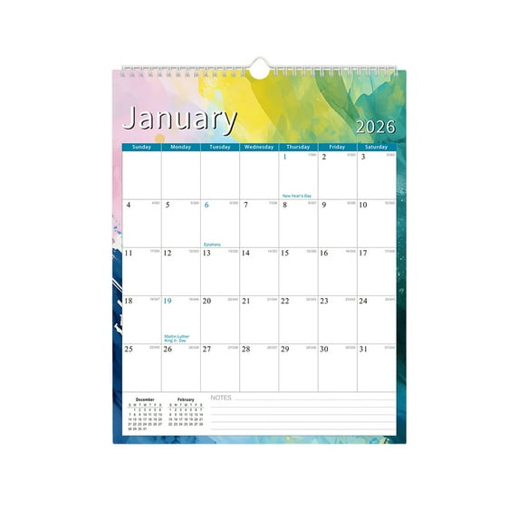 2026 Wall Calendar 11x14 Inch - 12 Month Jan to Dec 2026, Thick 120GSM Paper, Large Blocks Monthly Calendar for Notes, Home Office & School Scheduling