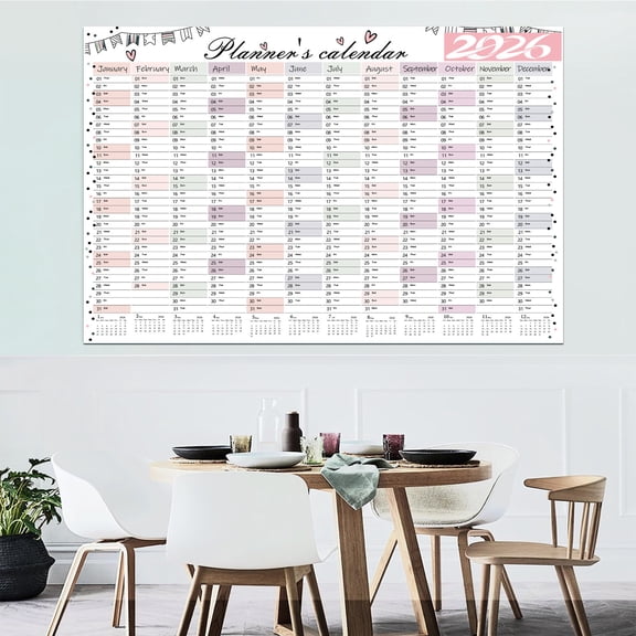 2026 Wall Calendar 12 Month Yearly Planner with Stickers, Large Wall Calendar Academic Organizer 74.2x52.5cm