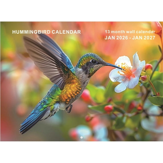 2026 Wall Calendar, 18 Months Animals Architecture Calendar 2026-2027, January 2026 to June 2027, Large Wall Calendar 2026, Opened, Perfect as Gifts for Friends, Family(Hummingbird)
