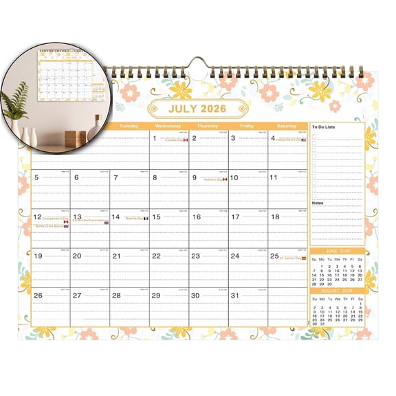 2026 Wall Calendar 2026-2027, 18 Month Large Calendar from July 2026 to Dec 2027, Monthly Calendar Thick Paper, Hanging Calendar Spiral Binding Perfect for Home or Office Planning