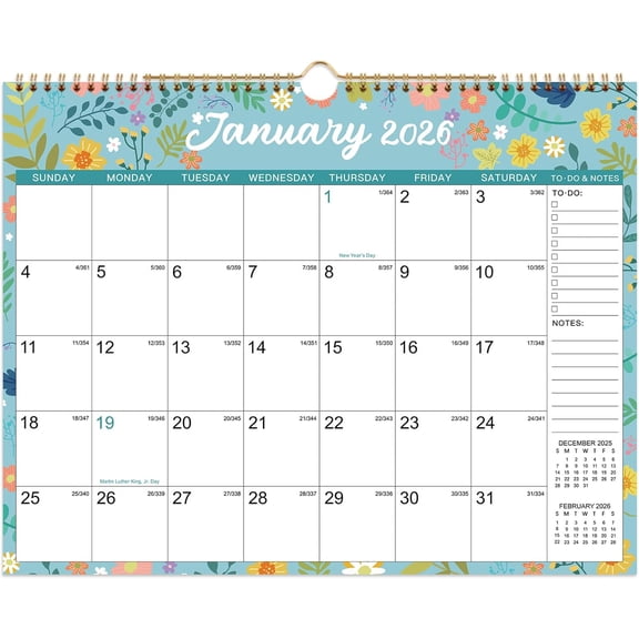 2026 Wall Calendar - 2026 Calendar, Jan. 2026 - Dec. 2026, 12 Monthly Wall Calendar with Thick Paper, Strong Twin-Wire Binding, Perfect for Planning - Floral