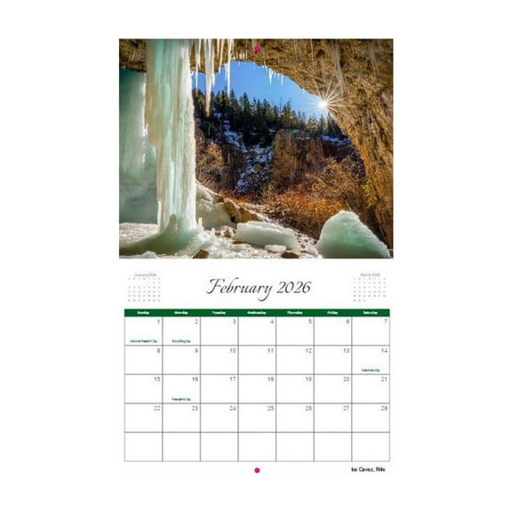 2026 Wall Calendar with Beautiful Scenery - Landscape Photo Calendar for Photography Fans, New Year Gift for Home Decoration, Size 8.5x11 Inches | Thick Paper Hanging Calendar for 2026