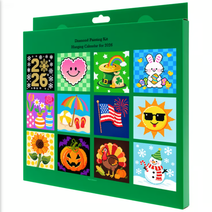 2026 Wall Calendar Diamond Painting Kit - DIY Diamond Art Calendar with ...