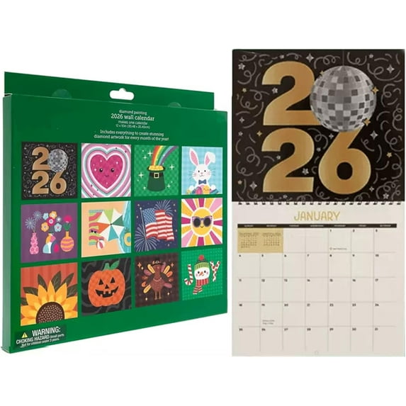 2026 Wall Calendar Diamond Painting Kit - DIY Diamond Art Calendar 2026 ...
