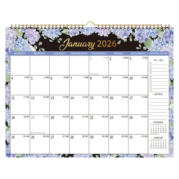 2026 Wall Calendar For Living Room And Wall, 12-Month Hanging Calendar With Large Daily Dates Highlighted Holidays And To-Do Note Spaces, Spiral Bound 120Gsm Thick Paper And Month