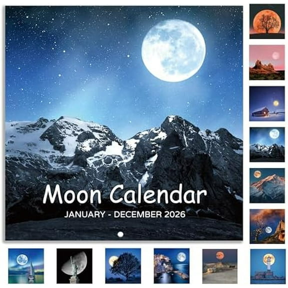 2026 Wall Calendar - Moon Calendar 2026, Jan. 2026 - Dec. 2026, 12" x 24" (Open), 2026 Calendars, 12-Month Wall Calendar with Moon Phases, Perfect for Office & Home$$Office