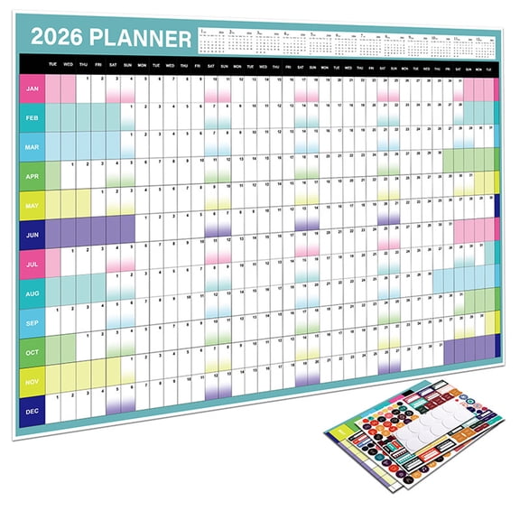 2026 Wall Calendar Planner 2026 Full Year to View Calendars Yearly Planners Family Home Organiser for Daily Planning