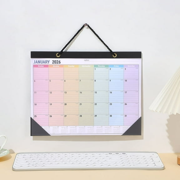 2026 Wall Calendar Planner - Large Monthly Calendar with Thick Paper, Waterproof Transparent Cover, January 2026 - December 2026, Pastel Rainbow Colors -  Easy-to-Hang Wall Calendar, Home Planning